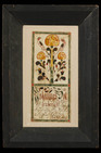 A presentation drawing fraktur inscribed to Johannes Sollenberger, attributed to Christian Alsdorf, dated 1802, depicting two birds on a flowering tree or plant