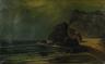 John Insco Williams oil on canvas painting, seascape showing waves along California coastline