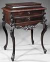 An American Victorian Rococo Revival carved rosewood work or sewing table, mid-19th century, attributed to Mitchell and Rammelsberg, Cincinnati, Ohio