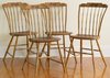 A set of four rod-back Windsor side chairs, each with a stepped crest and bamboo turnings, decorated with painted flower-and-foliage designs, America, circa 1810
