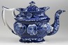 An early 19th century dark blue Staffordshire transferware historical view, <i>American Eagle on Urn</i>, teapot and cover by Clews