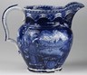 A 19th century Clews historical blue transferware pitcher in the <i>States</i>series with views on an English castle