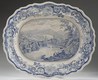 A 19th century blue transferware platter by Clews in the <i>Hudson River: Picturesque Views, Little Falls at Luzerne</i> pattern