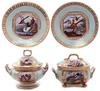 A pair of Derby Ornithological porcelain plates and tureens, attributed to William Duesbury circa 1806 to 1825, finely painted vignettes of exotic birds and waterfowl