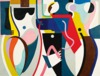 James Meikle Guy oil on canvas painting, Abstraction: Two Nudes