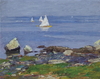 Edward Henry Potthast oil on panel painting, Sailing Vessels, signed