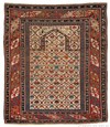 Daghestan prayer rug, northeast Caucasus, dated 1806, the antique oriental carpet having stylized flowers in lattice