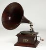 A Victor Model IV phonograph in corner pillared case with mahogany horn