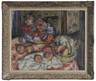 Louis Ritman (Illinois/France, 1889 wo 1963), oil on canvas painting, Still Life, with fruit and flowers on a table