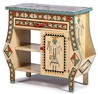 Will Evans painted cabinet from the Shiprock Trading Post, two-sided cabinet painted with Yei figures on doors and side walls; piece has two shelves, drawer, and magazine holder, mid 20th century