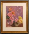 Laura Coombs Hills pastel on paper/board, Pink and Yellow Roses still life, signed