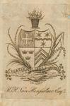 A late 18th century armorial bookplate for Killian K. Van Rensselaer of New York, engraved by Peter Rushton Maverick
