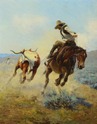 Elling William Gollings oil on canvas painting, Roper, cowboy on horse, signed and dated 1924