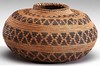 Yokuts bottleneck jar basket with rattlesnake and triangle bands