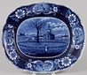 An Historical blue transferware Staffordshire platter, 19th century, depicting Winter View Pittsfield