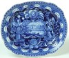 An Historical blue Staffordshire platter, England, 2nd quarter-19th century. States border with America and Independence transferware, Clews