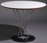 A Cyclone side table by Isamu Noguchi for Knoll Associates, the white laminate top on a steel-wire base