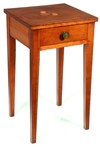 A cherry Hepplewhite stand with a single drawer and square tapered legs, the top with decorative inlay, Virginia, first half of the 19th century