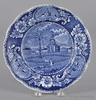 A lot of two Historical blue transferware Staffordshire pottery, Winter View of Pittsfield, Massachusetts plates, impressed Clews