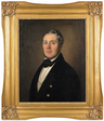 Oil on canvas painting attributed to William Smith Jewett, portrait of captain Olev, dated 1843