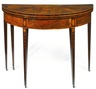 A circa 1790 demilune Federal or Hepplewhite mahogany card table with inlay and figured satinwood
