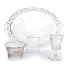 A three piece American (Ohio), late-19th century, pressed glass colorless and frosted in the Polar Bear pattern, goblet, bowl and oval tray