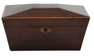 English Tunbridge-inlaid mahogany box 19th century, hinged coffer lid and box, opening to small side compartment