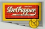 A Dr. Pepper tin flange sign with 10-2-4 logo and Good For Life slogan