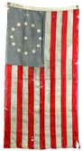 A 13 star United States wool flag with cotton stars in the Cowpens or 3rd Maryland Regiment pattern