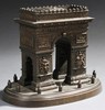 Grand Tour bronze model of the Arc de Triomphe, France, mid-19th century, with chocolate-brown patina, on oval base