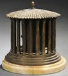 Grand Tour large bronze inkwell cast as the Temple of Vesta, Italy, 19th century, with roof cap