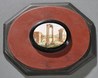 Grand Tour micromosaic-inlaid paperweight, Italy, second half 19th century, oval micromosaic depicting the Roman Forum with the Temple of Vespasian and Titus in the foreground, mounted to a marmo rosso antico marble oval