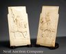 A pair of French carved ivory figural plaques, 19th century, probably Dieppe, inscribed