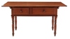 A country farm table on turned legs, the rectangular top with breadboard ends overhanging a two-drawer frieze, walnut, America, possibly Southern, 19th century