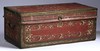 A China Trade camphorwood and red painted leather trunk