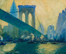 Arthur Clifton Goodwin oil on canvas board painting, The Brooklyn Bridge, signed