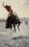 Elling William Gollings oil on canvas painting, Cowboy on a Bronc (1915), signed