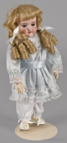 Armand Marseille bisque head doll, inscribed 390 AM 2, with fixed eyes and an open mouth