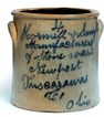 Stoneware crock with cobalt script advertising for Hormell and Smyth of Tuscarawas County, Ohio