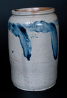 Henry Myers stoneware jar with cobalt swag decoration, from Baltimore, Maryland