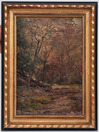 Alfred Bryan Wall oil on board painting, fall forest landscape, signed