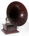 A Victor Talking Machine Model IV mahogany phonograph with mahogany spear tip horn