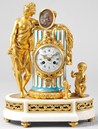 An F. Berthoud gilt bronze and porcelain figural mantel clock with dial marked Fd. Berthoud a Paris