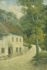 Bryant Chapin oil on canvas painting, House by the Road at Dusk, signed and dated 1919