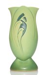 A Roseville pottery Silhouette vase, shape 785-9, covered in a bright green trial glaze