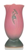 A Roseville pottery Silhouette vase, shape 785-9, covered in a bright pink Trial glaze