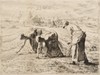 Jean Francois Millet etching on paper, Les Glaneuses, 1855-56, third state of three, unsigned