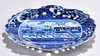 An Historical blue transferware decorated Staffordshire pottery, Landing of LaFayette reticulated tray, James and Ralph Clews