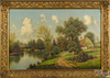 George W. Drew oil on canvas painting titled The Road to the Old Home, signed