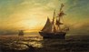 James Gale Tyler oil on board painting, Sunset Sail, signed